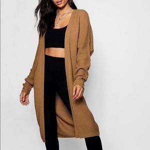 Boohoo Brown Oversized Cocoon Cardigan, NWT